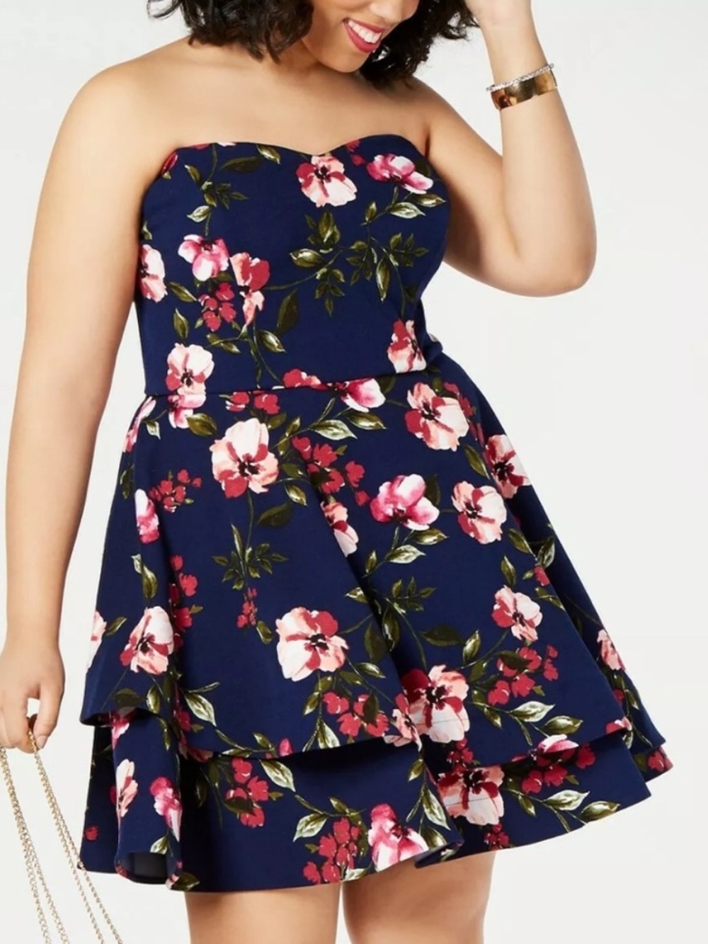 B Darlin Size 24 Floral Strapless Dress